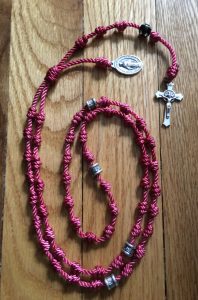 Red Rosary with black jeweled our father