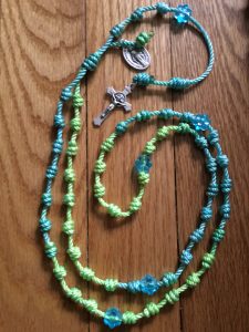Variegated Blue/Yellw Rosary with Miraculous Medal