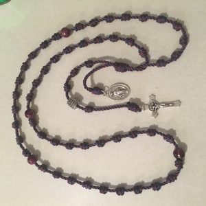 Plum Rosary with Miraculous Medal